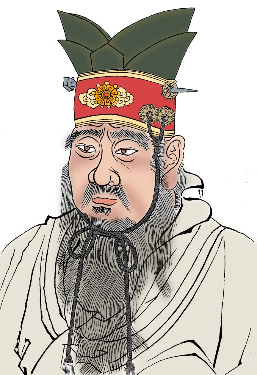 Confucius, Chinese philosopher. From a rubbing of a marble slab in a Confucian temple by Unbekannt