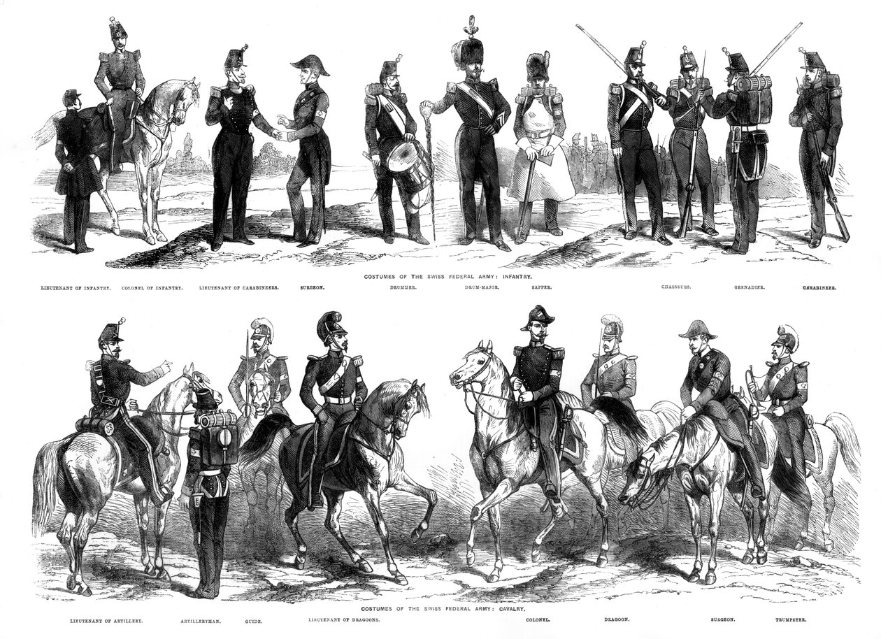 Costumes of the Swiss Federal Army, 1857 by Unbekannt
