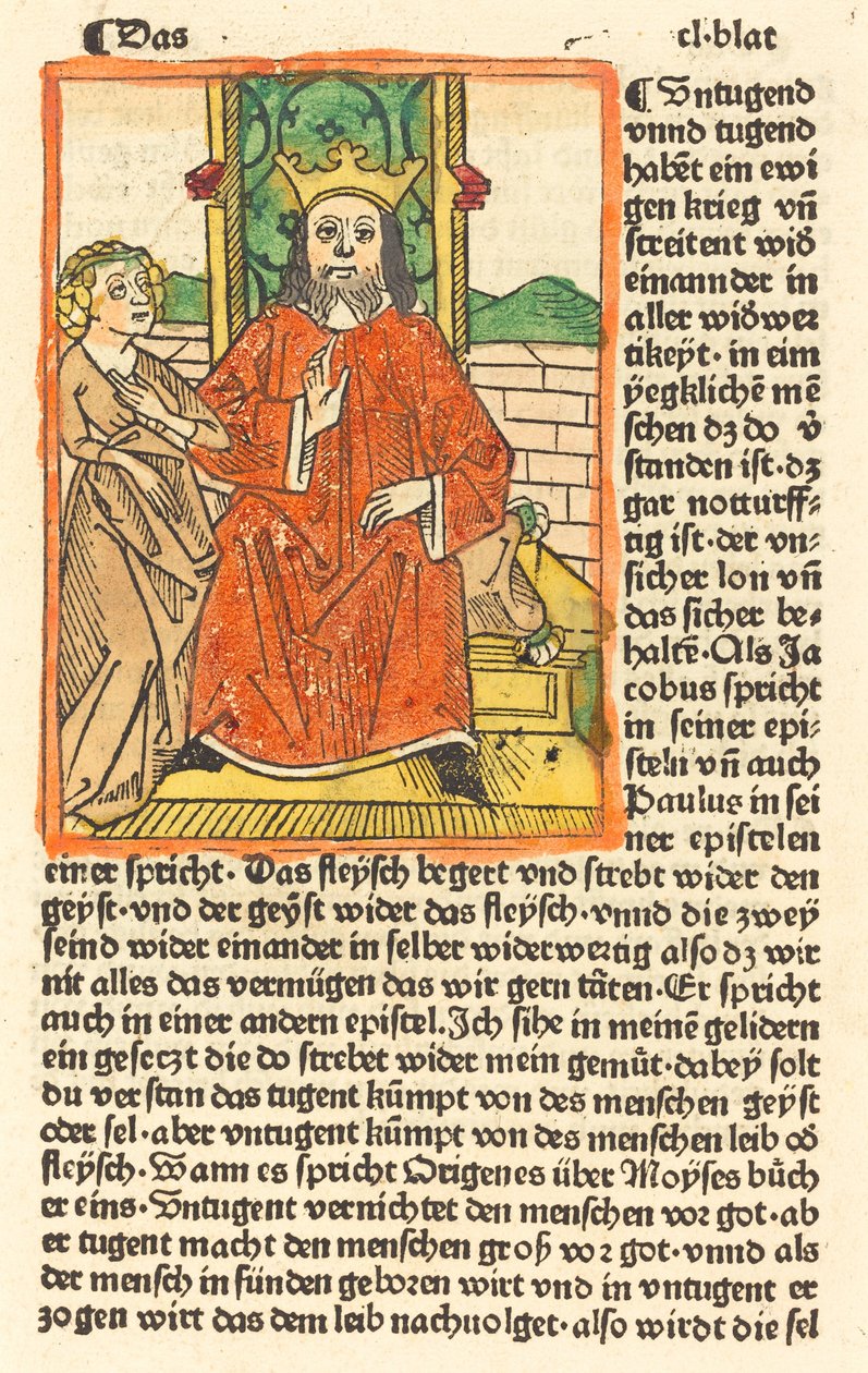 Crowned Man on a Throne with the Virgin Standing at the Left by Unbekannt