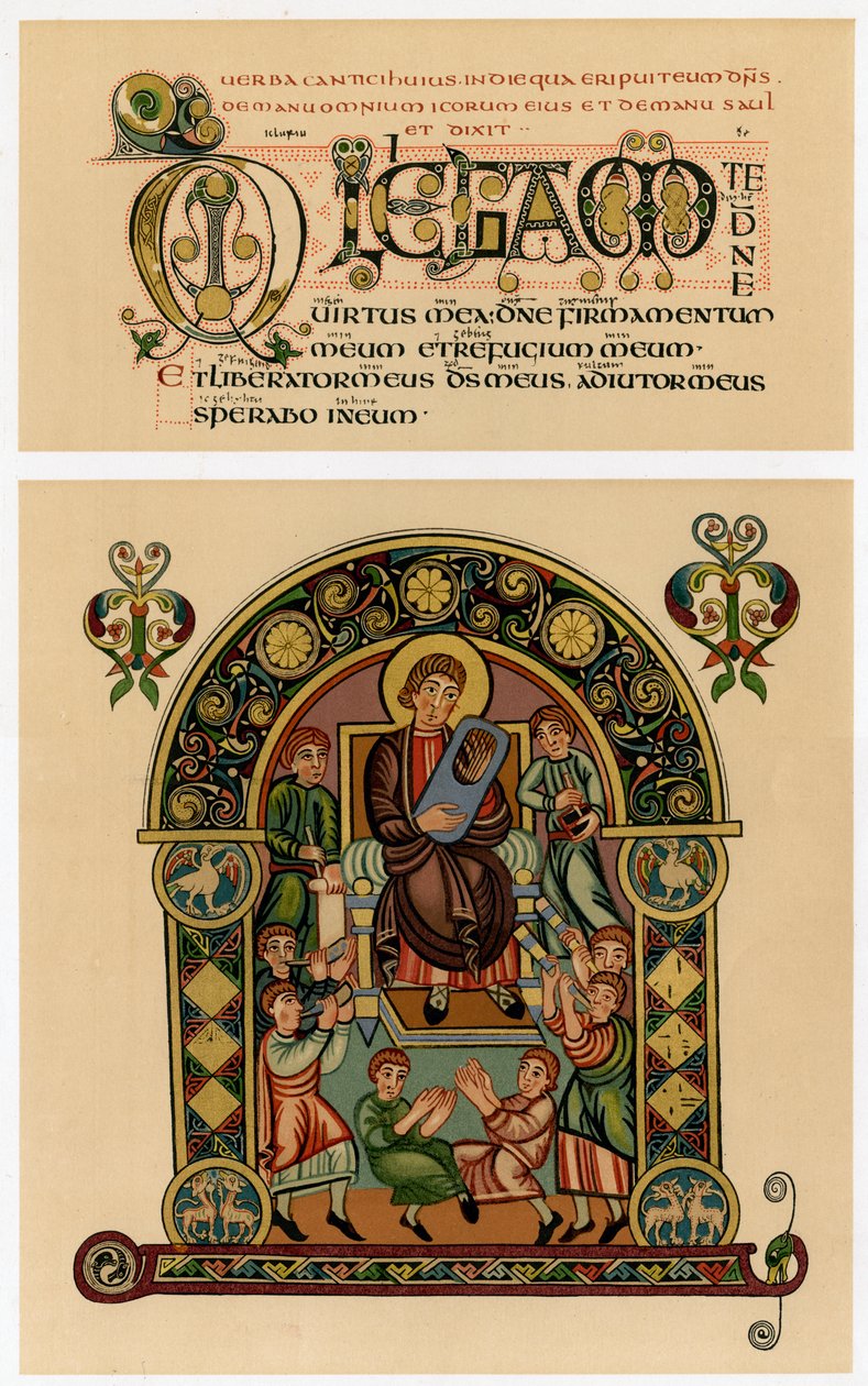 David playing his lyre, 725-750 AD by Unbekannt