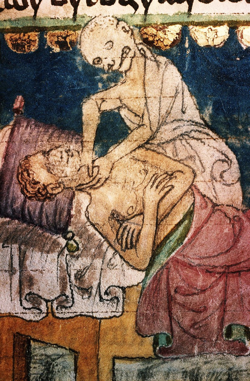 Death Strangling a Victim of the Plague. From the Stiny Codex, 14th century by Unbekannt
