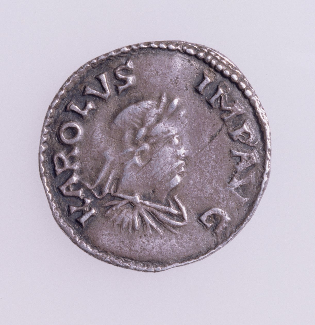 Denier of Charlemagne obverse showing a portrait of Charlemagne, Quentovic Mint 768-814 by Unbekannt