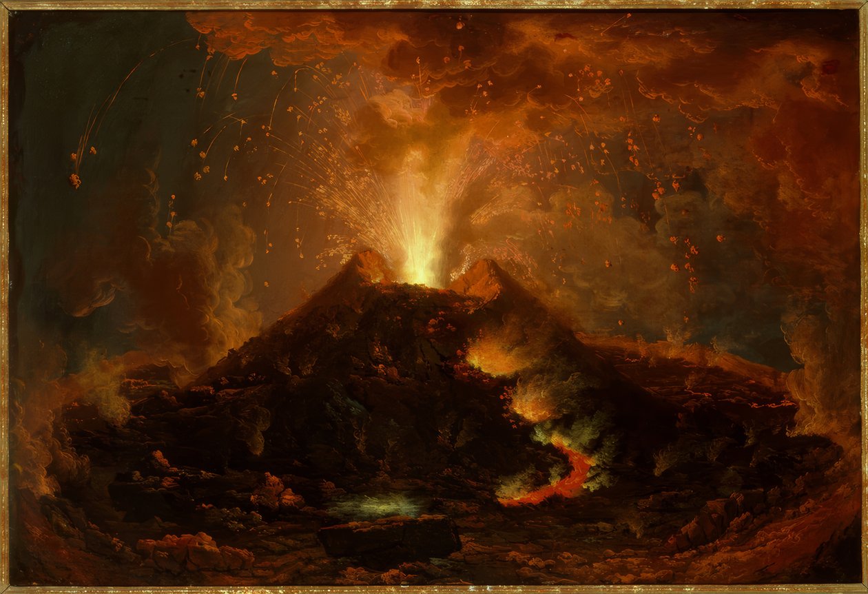 Canvas Schilderij Pompeji met de Vesuvius op de achtergrond - 60x40 cm