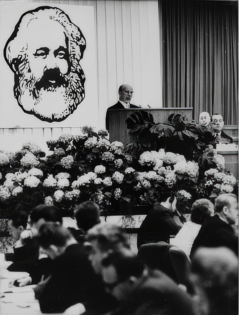 The Chairman of the State Council of the German Democratic Republic Walter Ulbricht at a Conference on the Occasion of the 150th Birthday of Karl Marx. Berlin Congress Hall. May 2, 1968 by Unbekannt