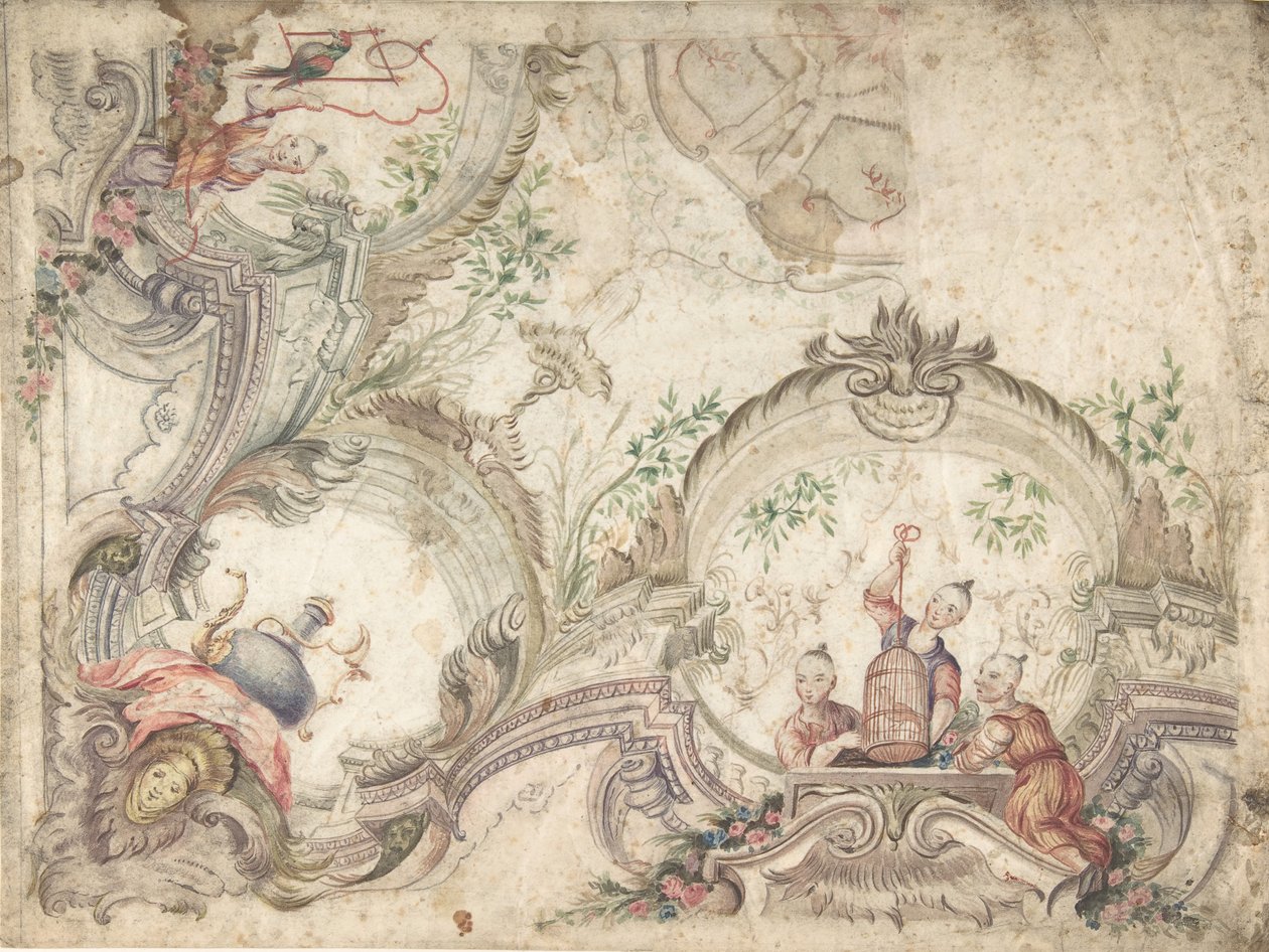 Design for a Ceiling Decoration with Chinoiseries by Unbekannt