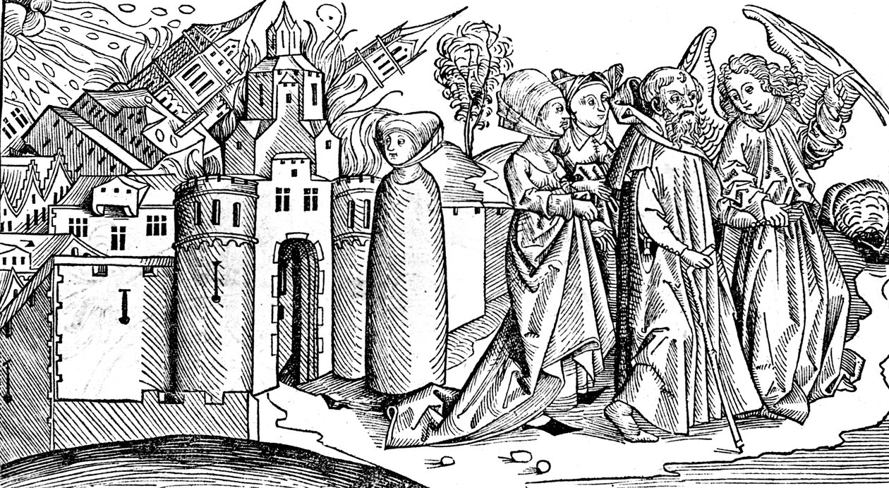 Destruction of Sodom and Gomorrah by earthquake, 1493 by Unbekannt