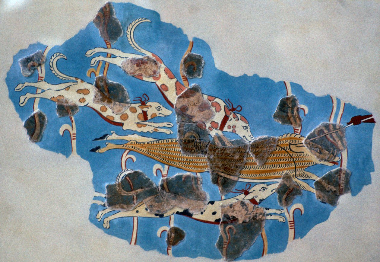 Detail of a Mycenaean Fresco Showing a Wild Boar Hunt by Unbekannt