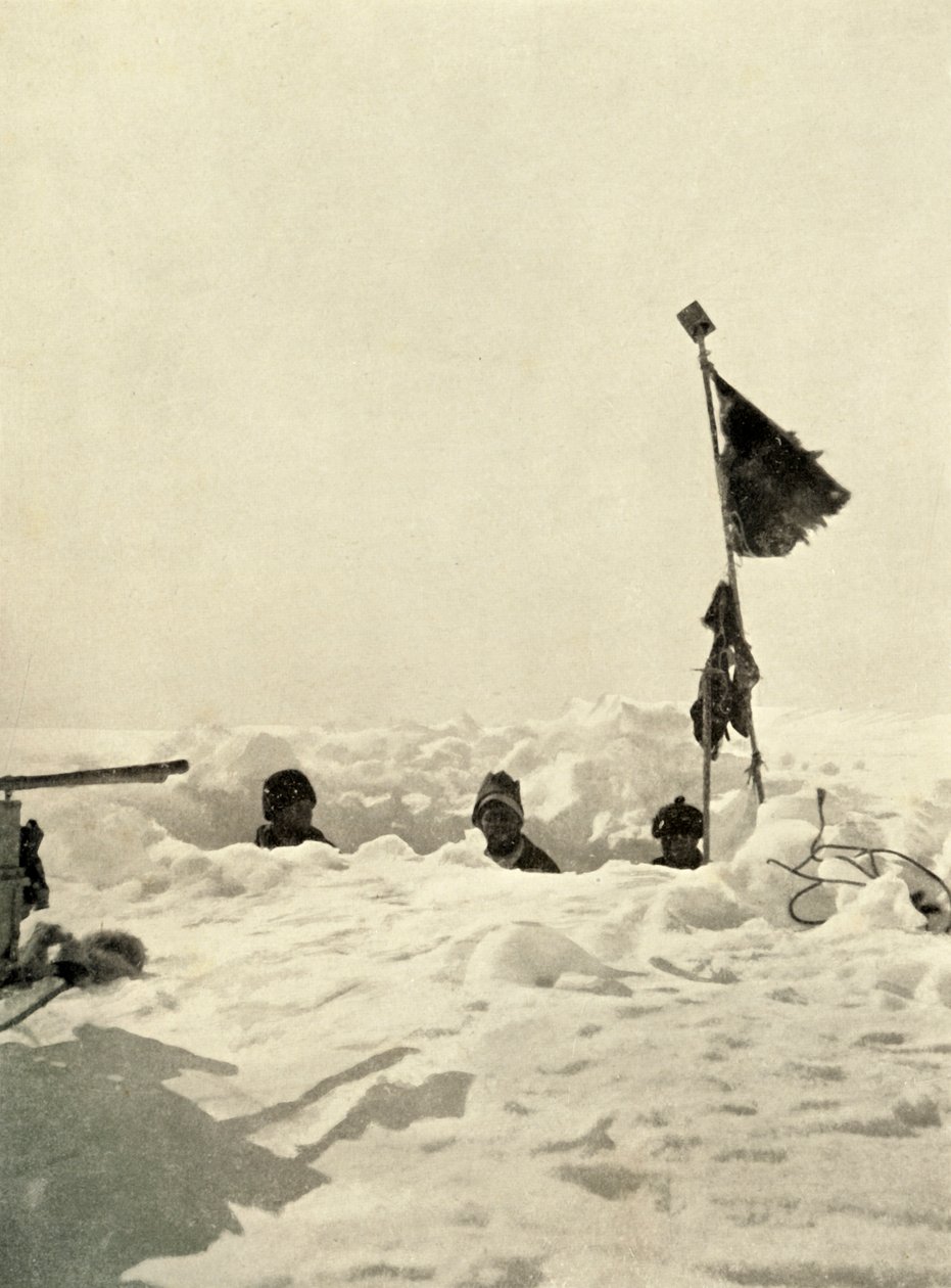 Digging to ascertain the depth of snow covering a depot, c1908, 1909 by Unbekannt