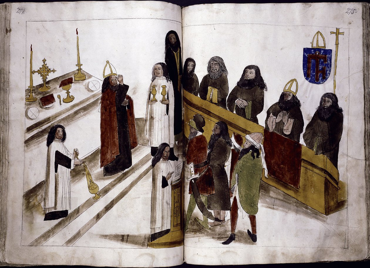 Divine service according to the Greek orthodox rite from: Ulrich Richental Chronicle of the Council of Constance, 1414-1418 by Unbekannt