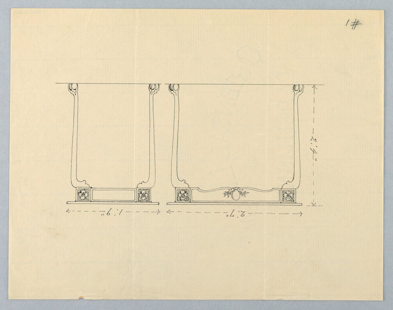 Drawing, Design for Small Rectangular Table with Rosette Motifs by Unbekannt