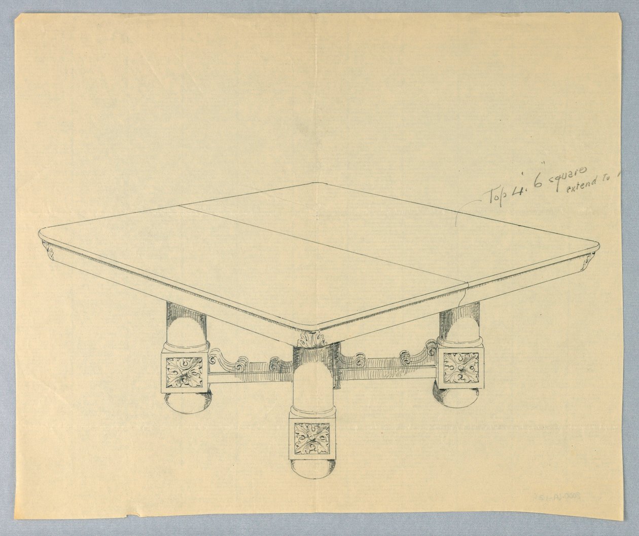 Design for a Rectangular Dining Table on Bun-Feet by Unbekannt