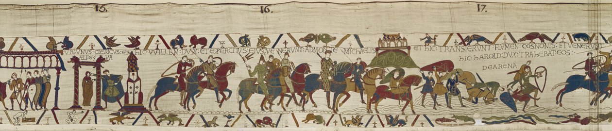 Duke William leads his army to Brittany where Harold bravely rescues soldiers from the quicksand, Bayeux Tapestry by Unbekannt