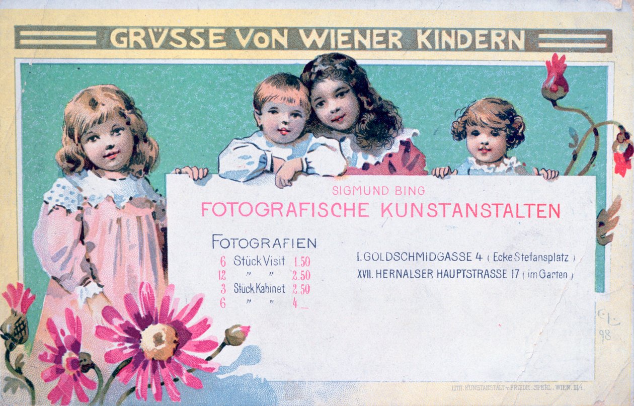 Early Viennese Photographers Advertising Card by Unbekannt