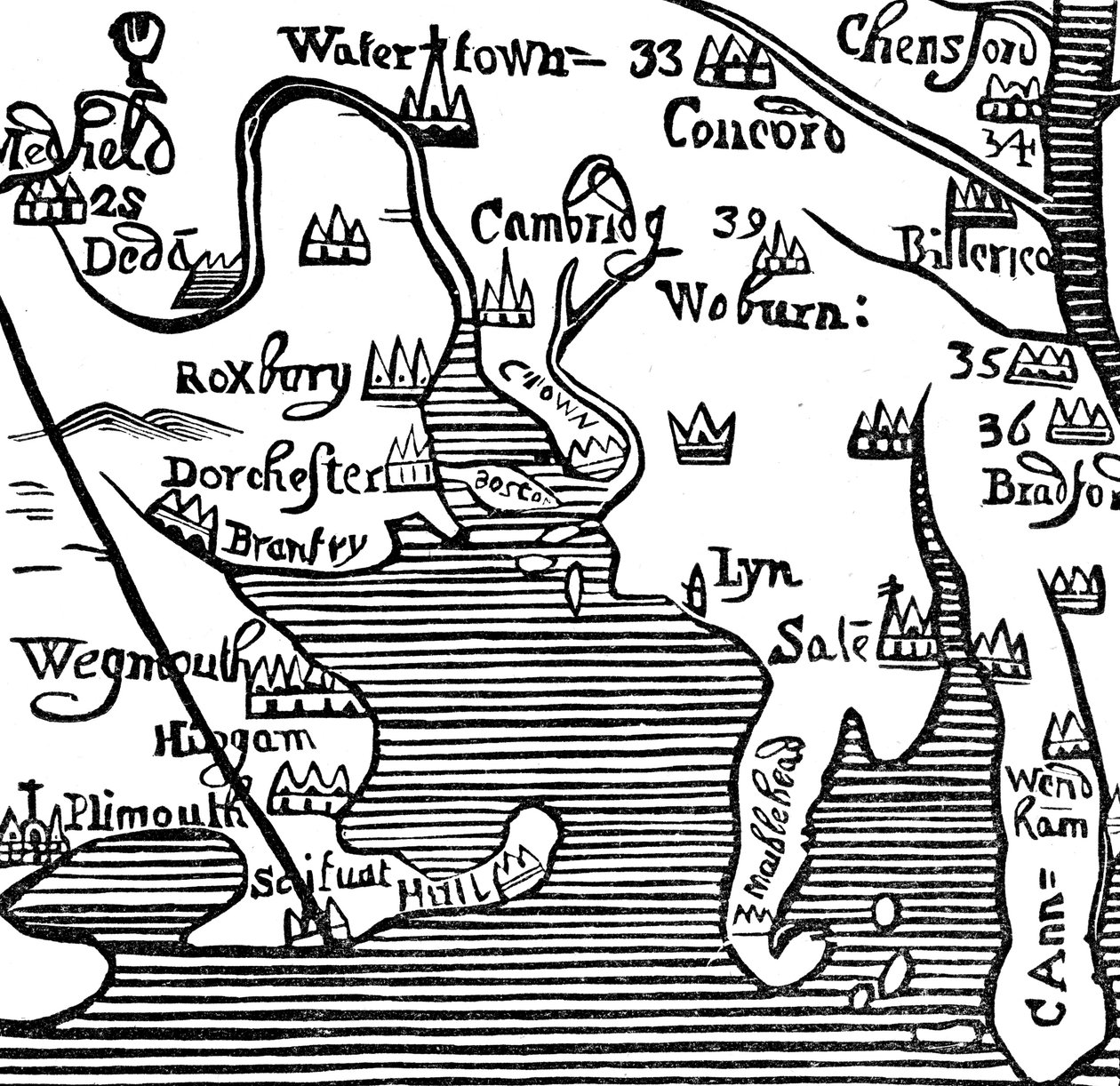 Early map of Massachusetts Bay, USA by Unbekannt
