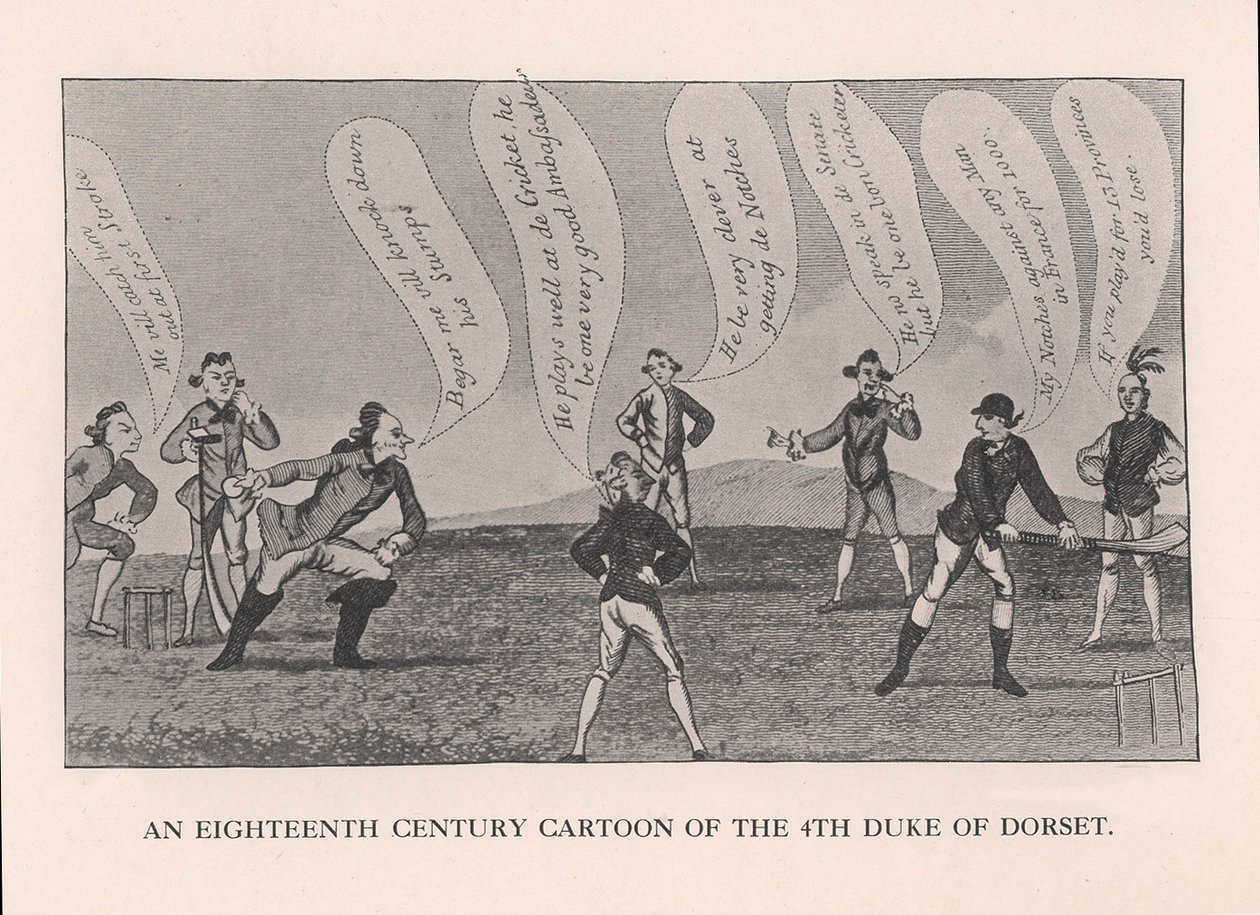 Edward Sackville, 4th Duke of Dorset, Playing Cricket by Unbekannt