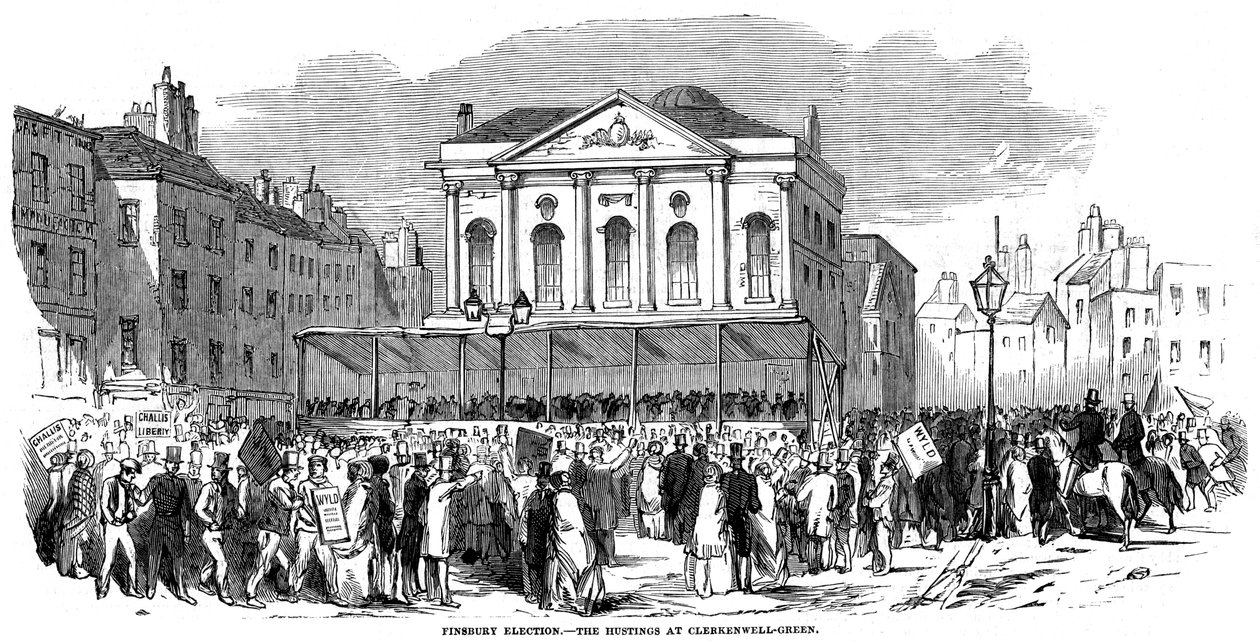 Election Hustings in Clerkenwell Green During the Finsbury Election, London, 1852 by Unbekannt