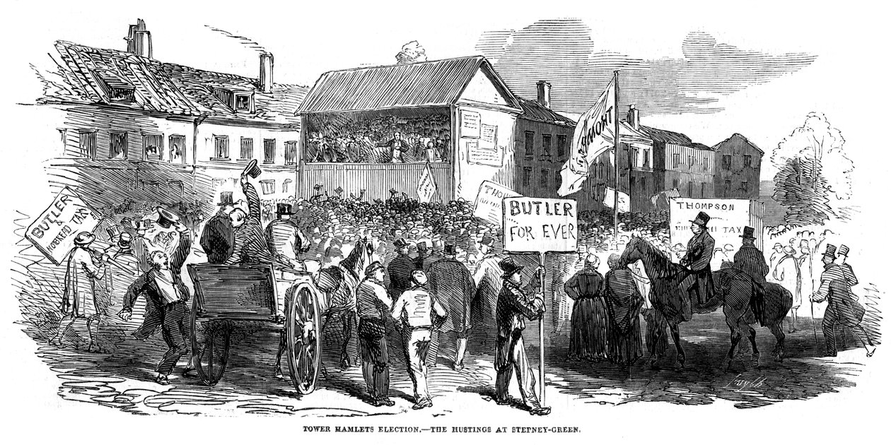 Election Hustings in Stepney Green During the Tower Hamlets Election, London, 1852 by Unbekannt