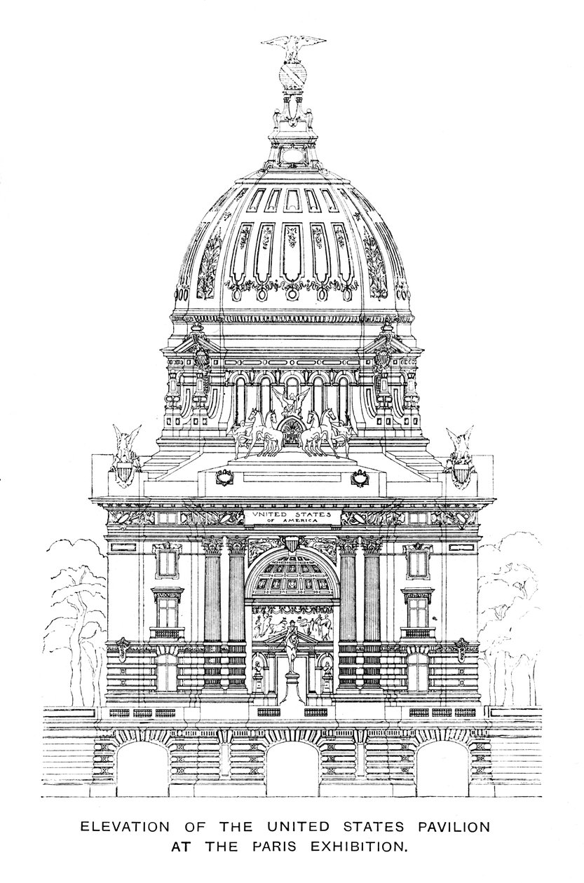 Elevation of the United States Pavilion at the Paris Exhibition, 1900 by Unbekannt