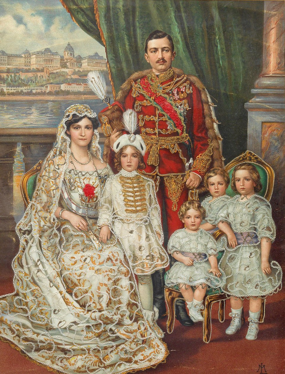 Emperor Charles I of Austria, with His Wife Zita, Crown Prince Otto and the Three Other Children by Unbekannt