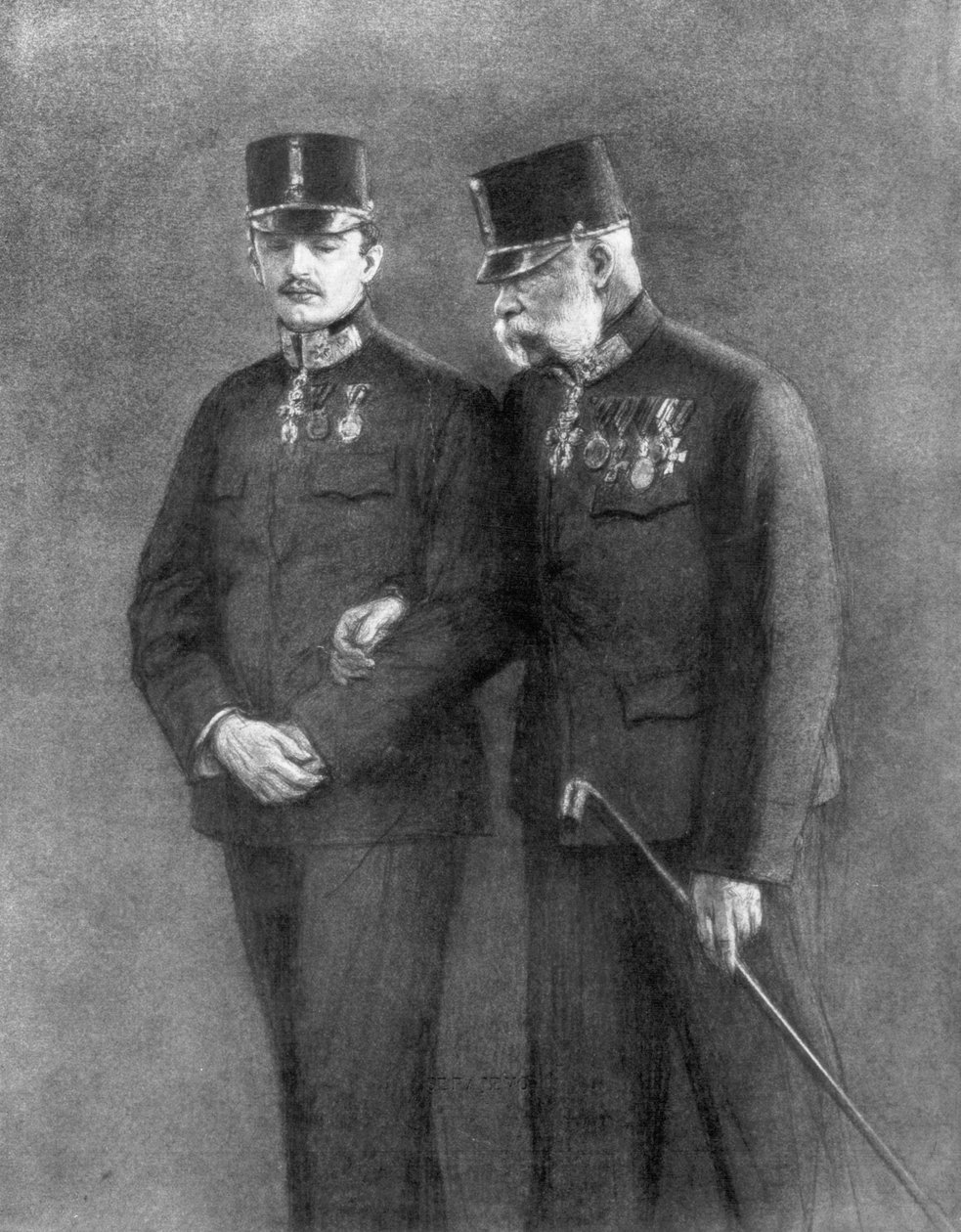 Emperor Franz Josef I of Austria and Archduke Charles Habsburg by Unbekannt