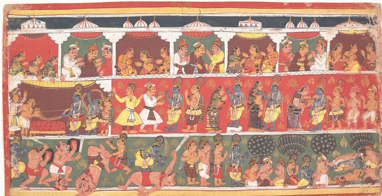 Encounters in Mathura: Page from a Dispersed Bhagavata Purana, ca. 1700 by Unbekannt