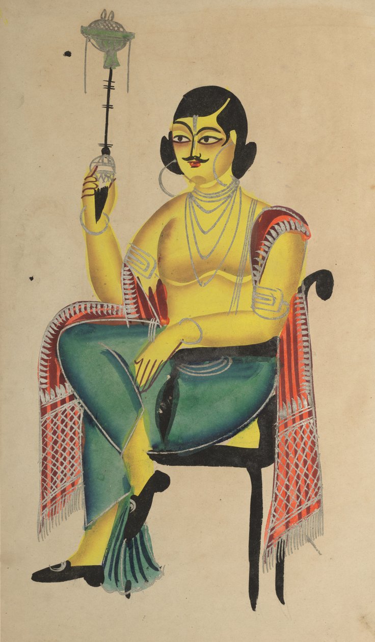 English Babu Native Indian Clerk Holding a Hookah by Unbekannt