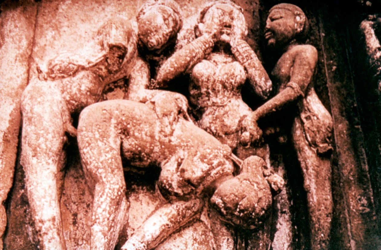 Erotic Sculpture, Hindu Temple, Khajuraho, India, 950 - 1050 by Unbekannt