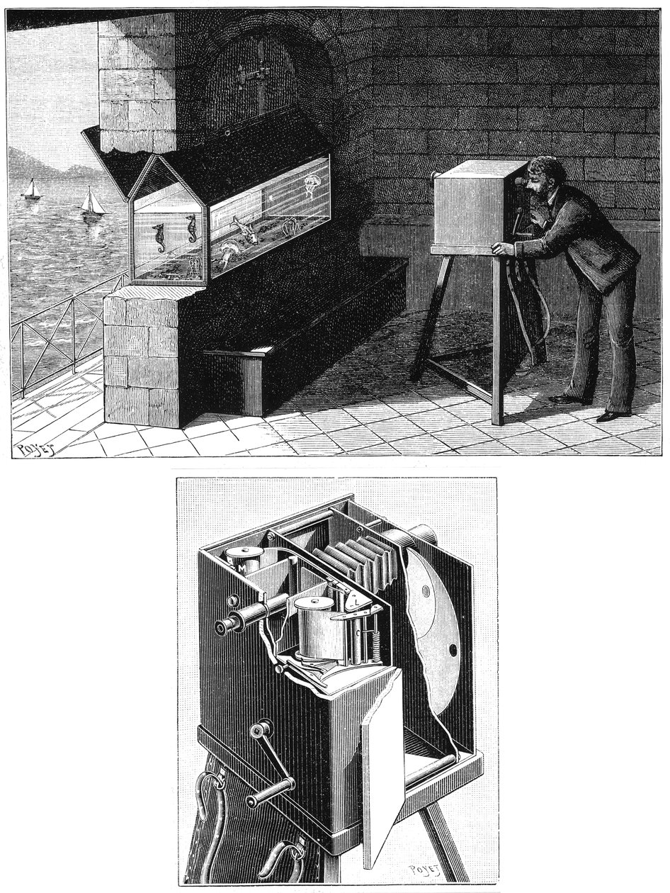 Etienne Jules Marey 1830-1903, with cine camera by Unbekannt