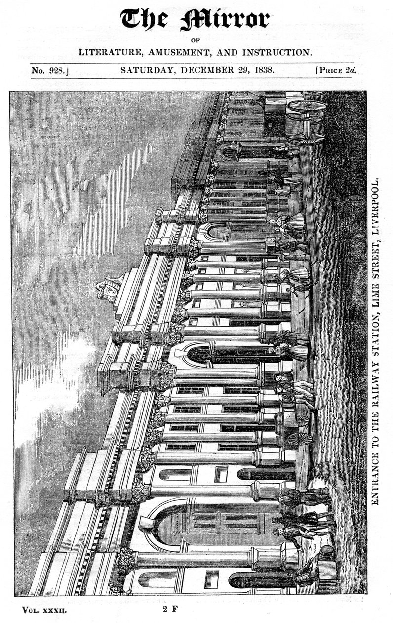 Façade of Lime Street Station, Liverpool, 1838 by Unbekannt