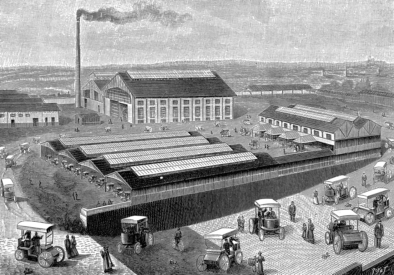 Factory for making, recharging and servicing electric cabs, Aubervilliers, France, 1899 by Unbekannt