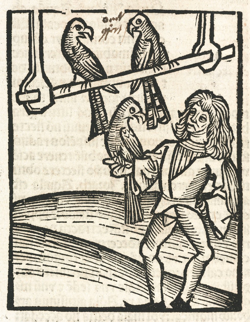 Falconer with goshawks by Unbekannt