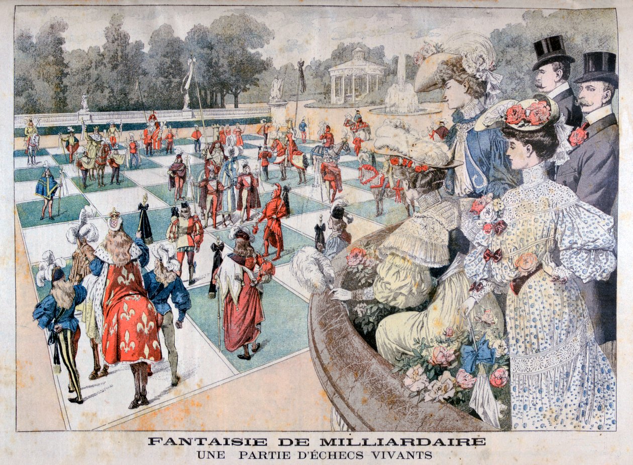 Fantasy of a billionaire: a human chess game by Unbekannt