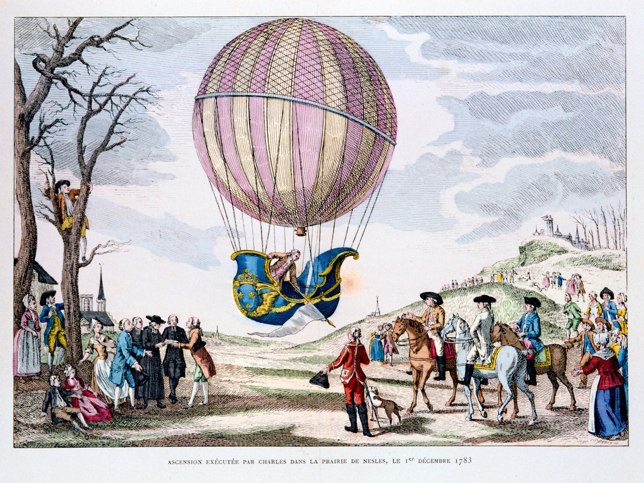 First manned flight in a hydrogen balloon, France, 1 December 1783 by Unbekannt