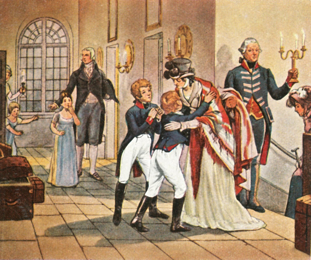 First meeting of Queen Louise and her children after the Battle of Jena, 18 October 1806 by Unbekannt