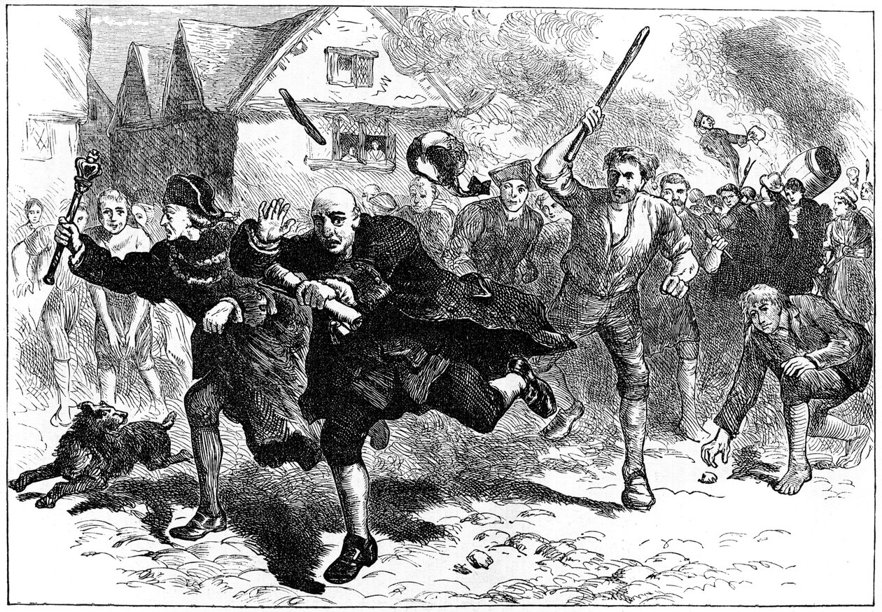 Flight of Thomas Hutchinson before the rioters, Boston, Massachusetts, 1765 by Unbekannt