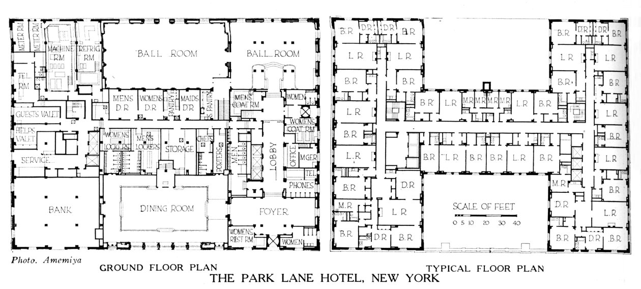Floor Plans, the Park Lane Hotel, New York City, 1924 by Unbekannt