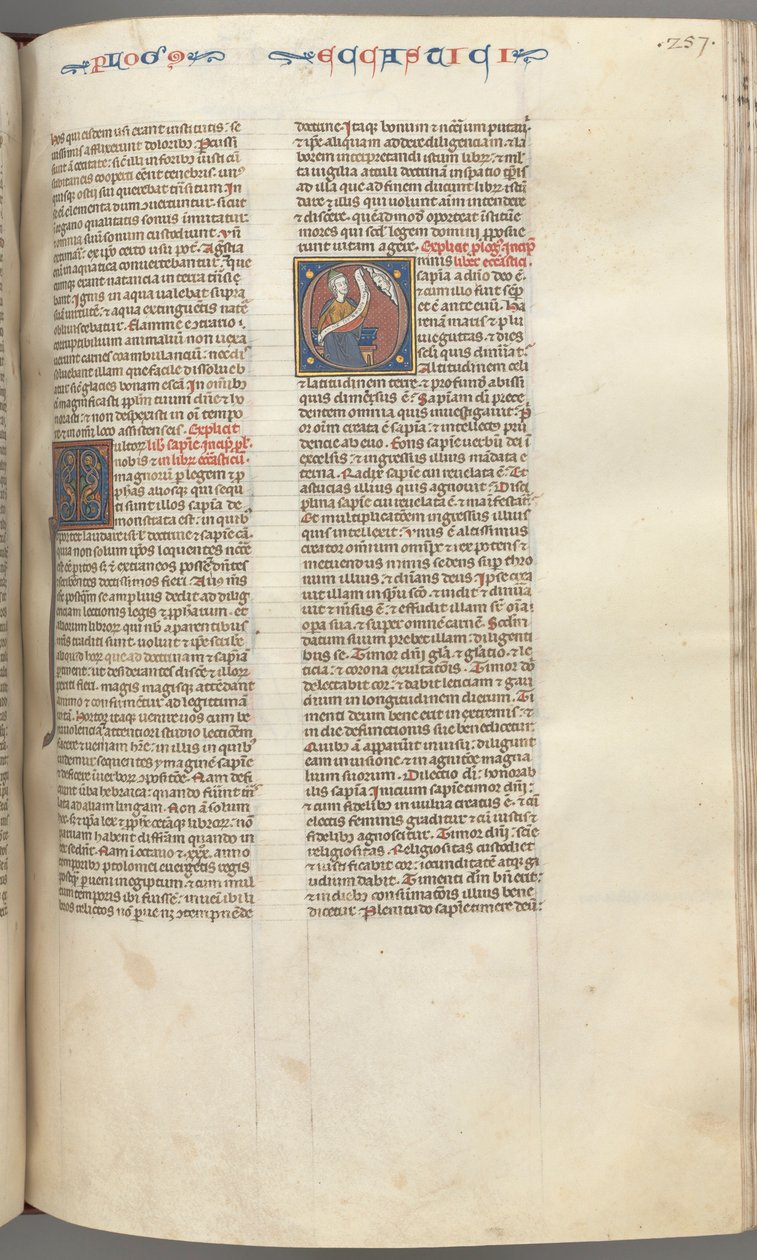 Fol. 257r, Ecclesiasticus, historiated initial O, Sirach seated with a scroll, bust of God above by Unbekannt
