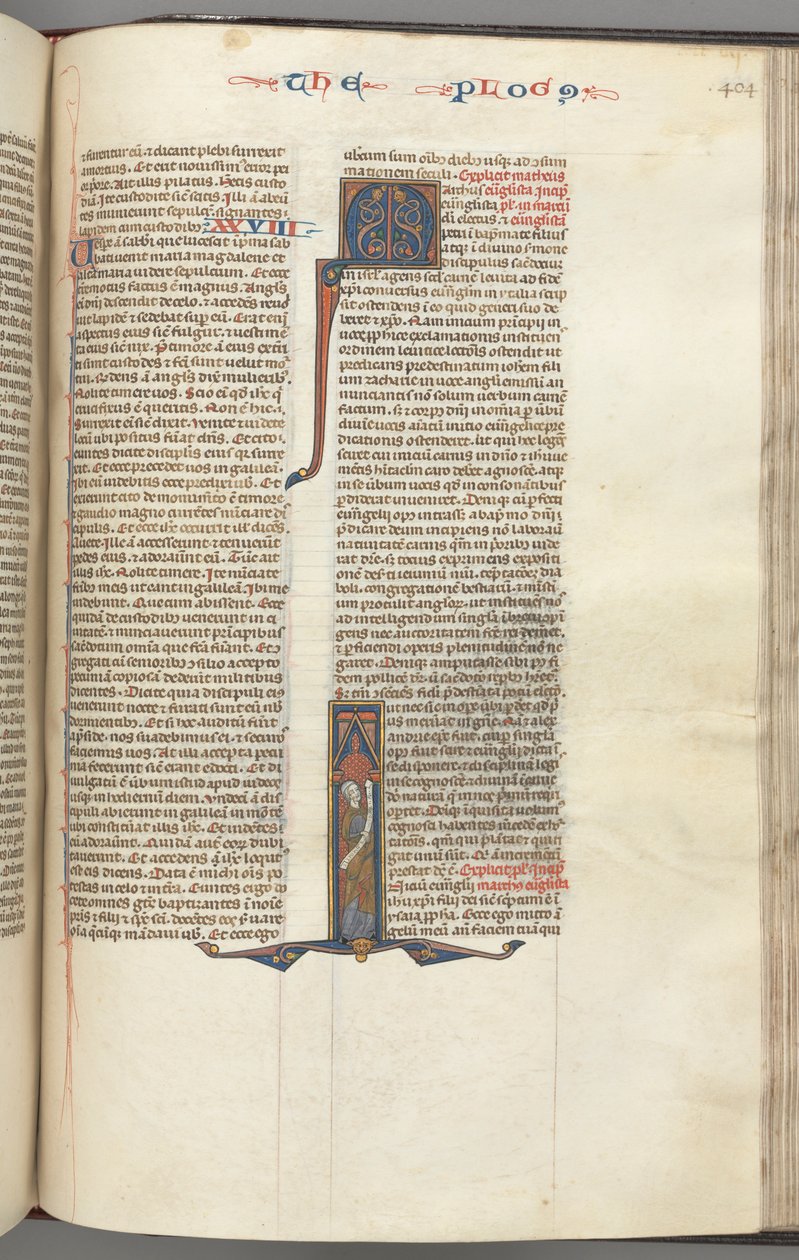 Fol. 404r, Mark, historiated initial I, Mark standing with a scroll, c. 1275-1300 by Unbekannt