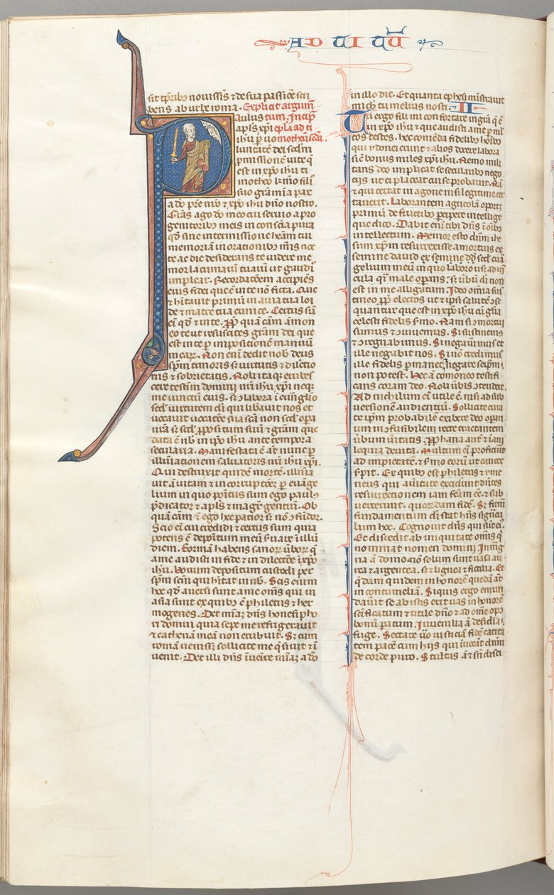 Timothy II, Historiated Initial P, Paul Talking to the Bust of God Above by Unbekannt