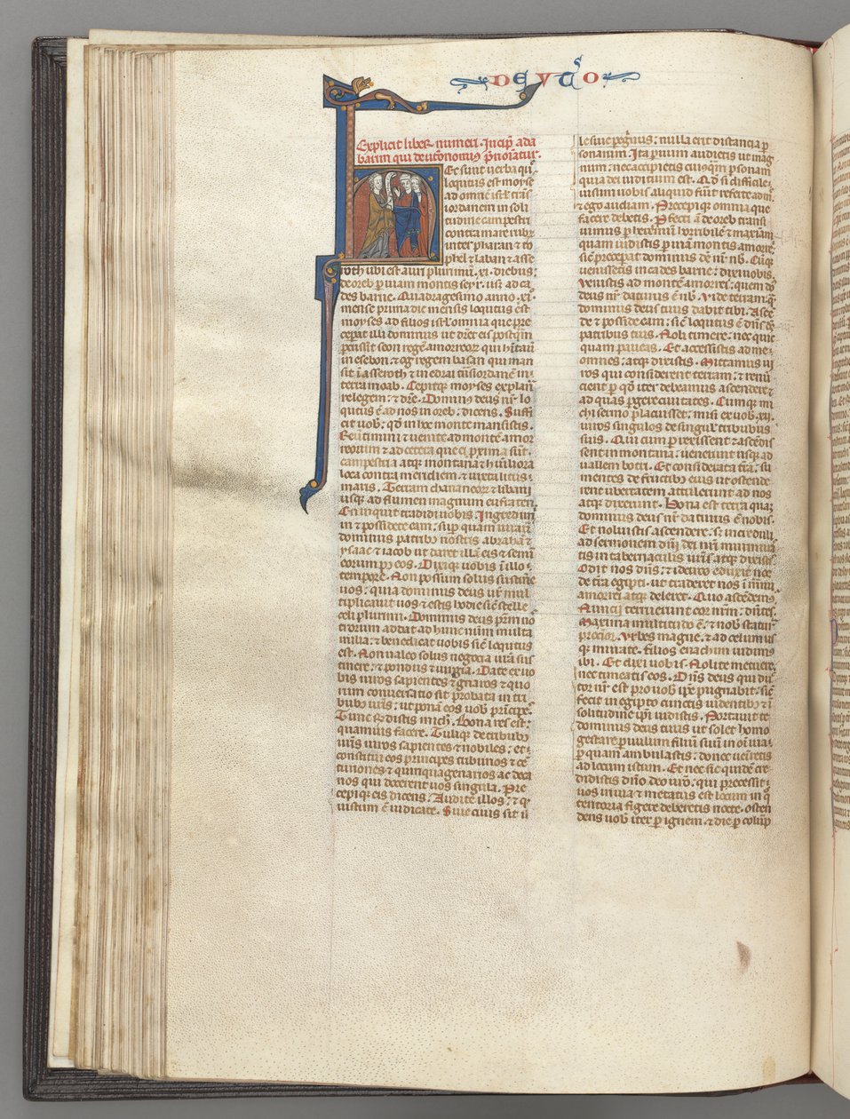 Deuteronomy, Historiated Initial H, Moses with Horns and Scroll Preaching by Unbekannt