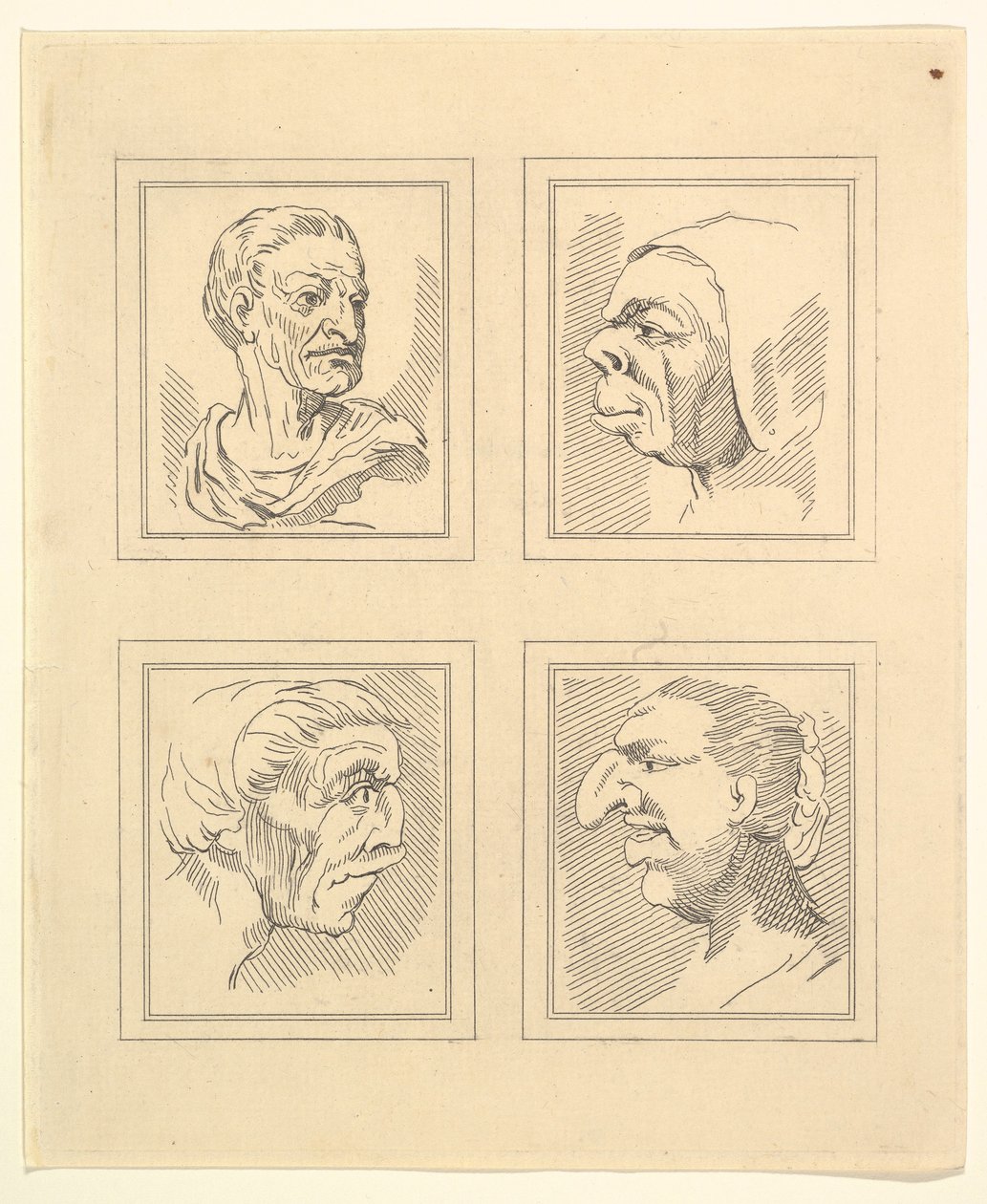 Four Heads from Characaturas by Leonardo da Vinci, from Drawings by Wincelslaus Hollar by Unbekannt