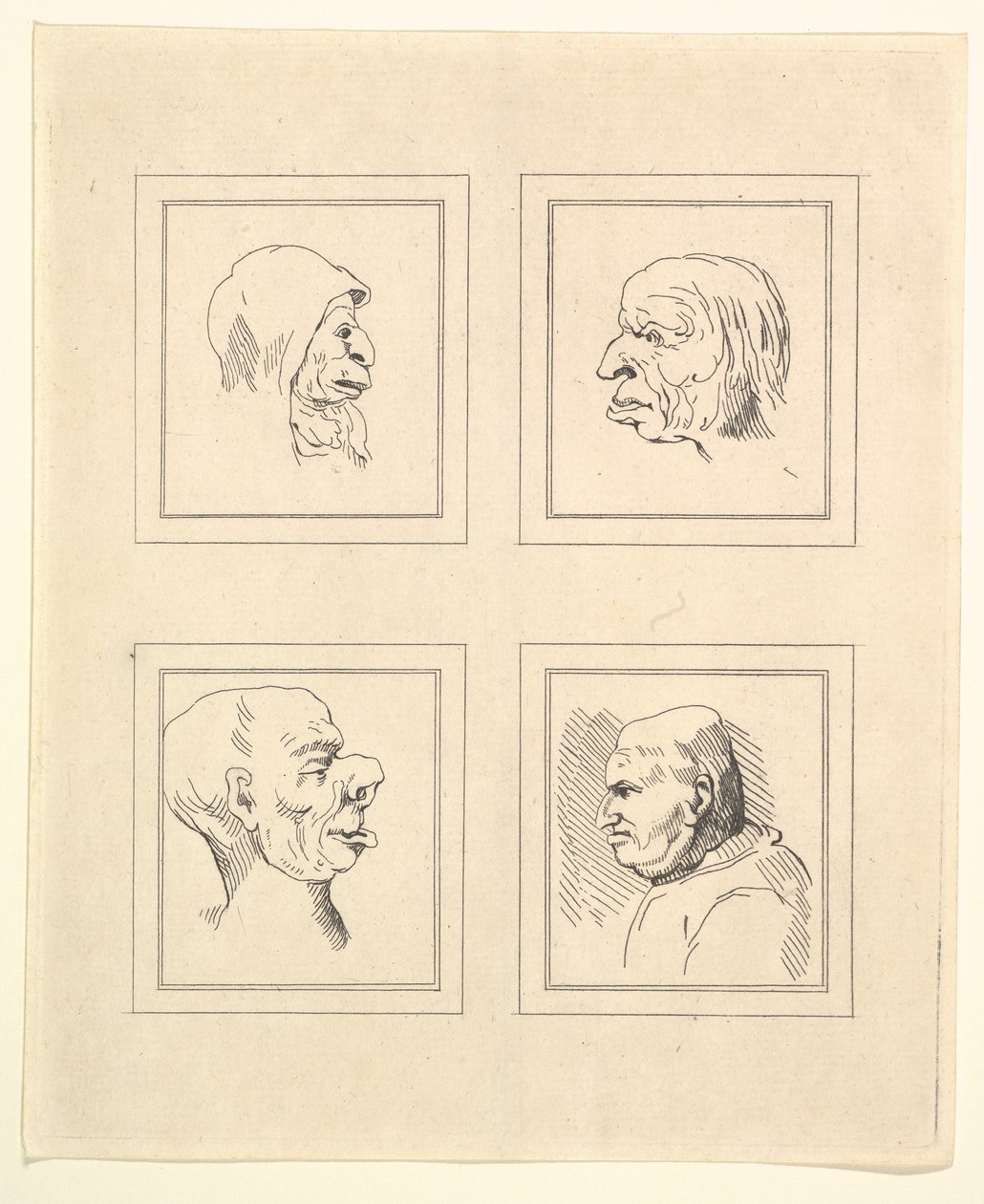 Four Heads from Characaturas by Leonardo da Vinci by Unbekannt