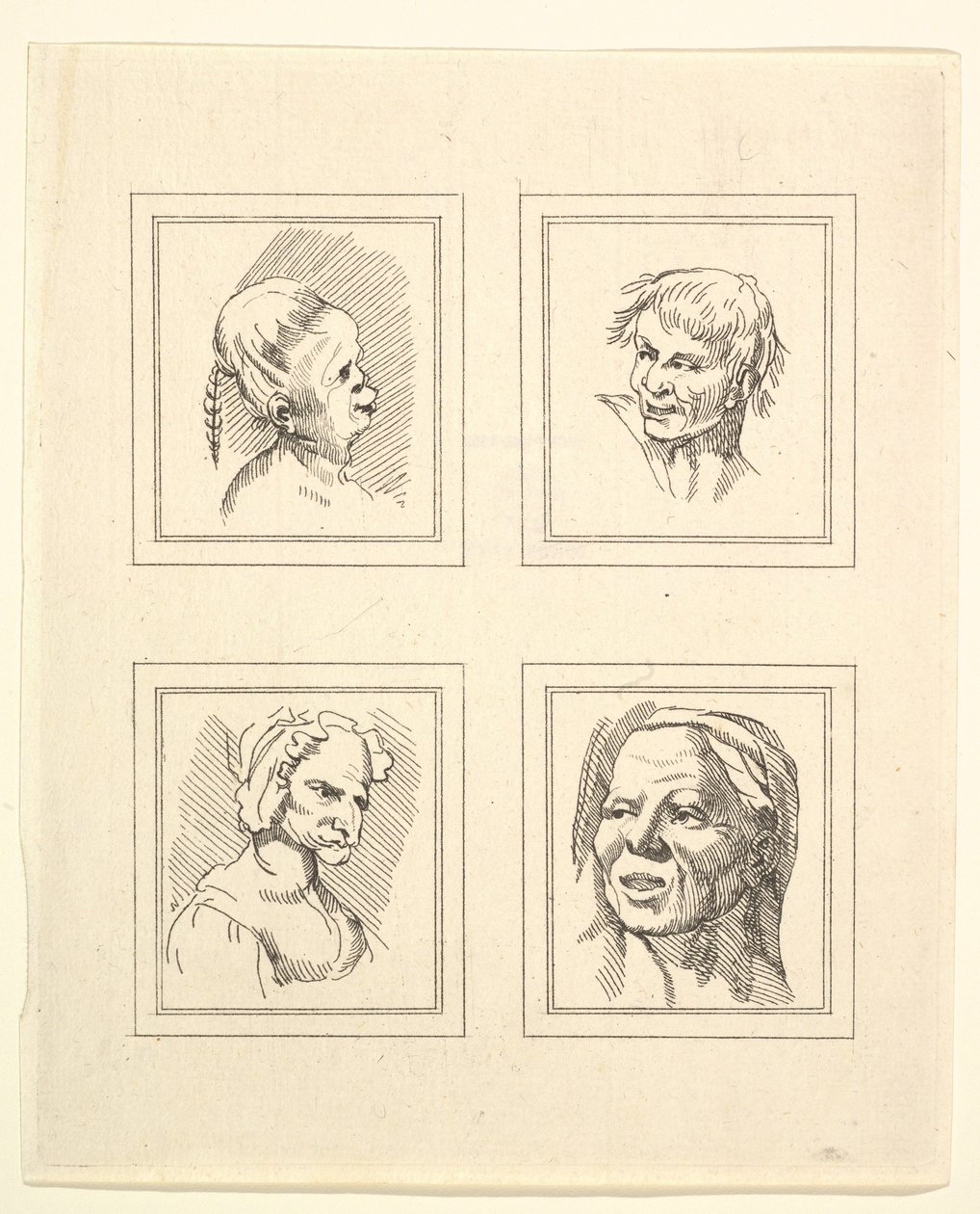 Four Heads from Caricatures by Leonardo da Vinci, from Drawings by Wincelslaus Hollar by Unbekannt