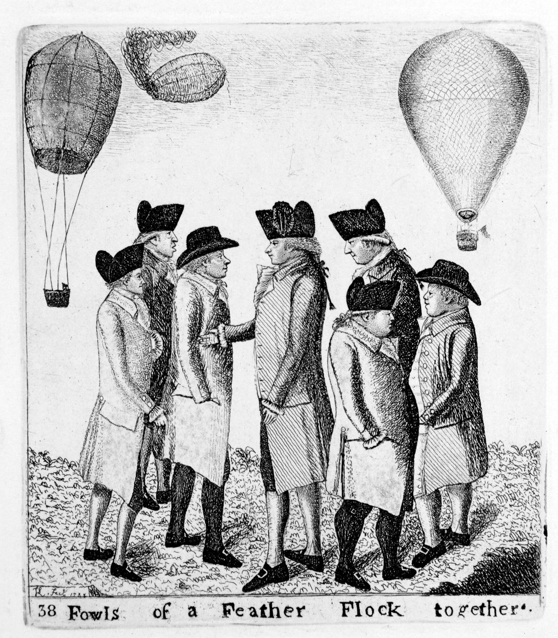 Fowls of a Feather Flock together, a group of aeronauts by Unbekannt