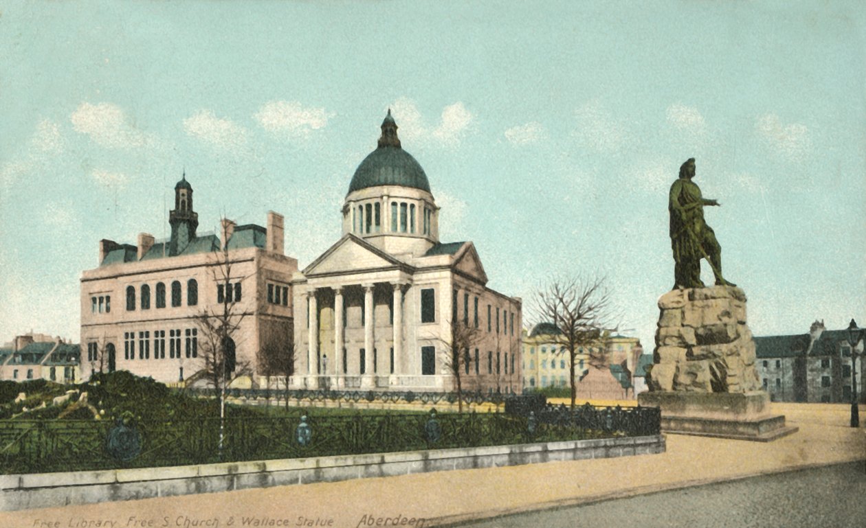 Free Library Free S Church & Wallace Statue - Aberdeen, 1900s by Unbekannt