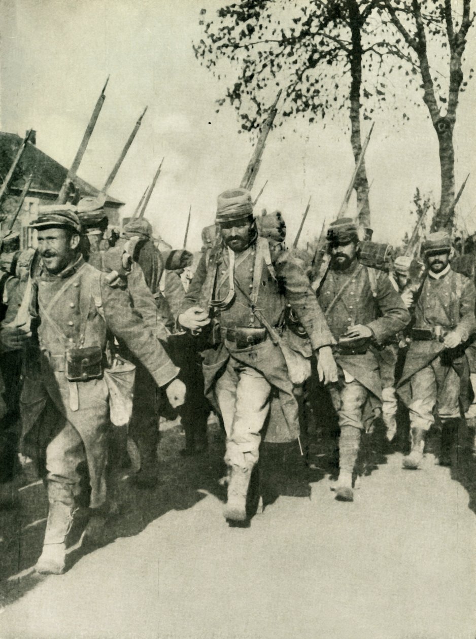 French Troops on the March, First World War by Unbekannt