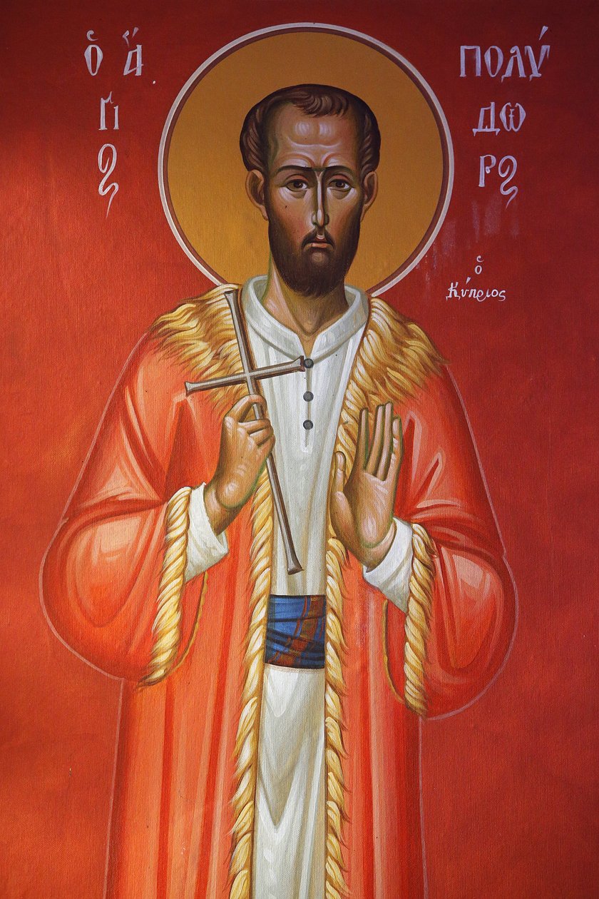 Fresco in Holy Cross Church, Pedoulas. Saint Polydor from Cyprus by Unbekannt