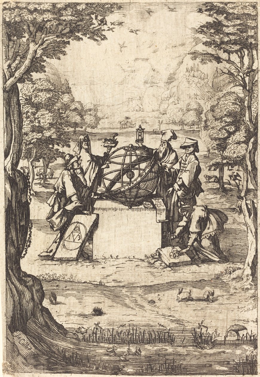 Frontispiece for the Sacred Cosmologia Title with Astrologers by Unbekannt