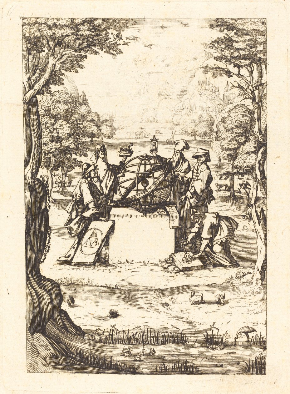 Frontispiece for the Sacred Cosmologia Title with Astrologers by Unbekannt