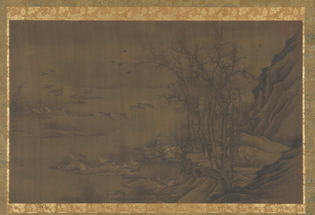 Geese at Dawn on a Misty River by Unbekannt